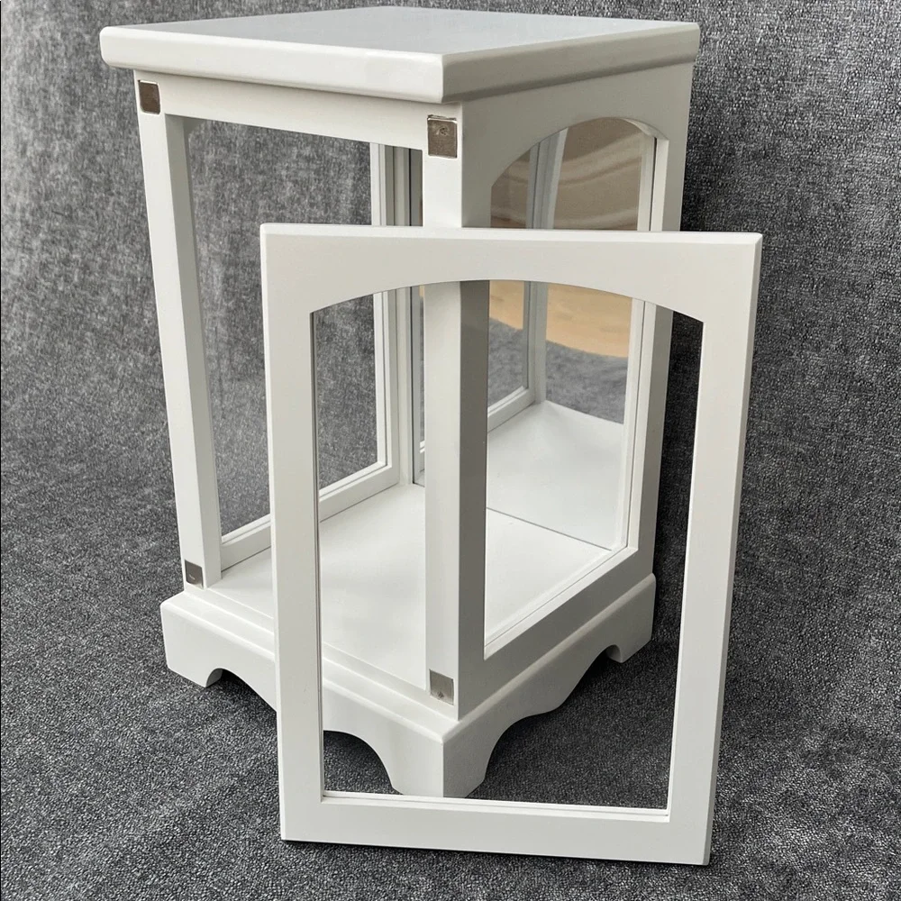 White Wooden Display Case with Mirrored Back - Picture 4 of 15